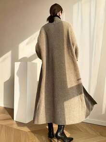 Knitted Wool Sweater, Casual Open Front Long Sleeve Wool Sweater For Women In Autumn And Winter - Khaki - View 2