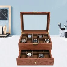 YUNRUX Watch Box 20 Watches For Men And Women Rosewood Watch Box Watches Display Storage Box, Holiday Gift - Redwood - View 6