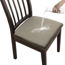 4pcs Waterproof Checked Damask Dining Chair Cover Removable Anti-Slip Chair Seat Cushion Cover For Kitchen