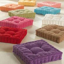 Set Of 2(1pc Round+1pc Square)-Floor Pillow & Cushion, Large Meditation Chair CushionsThick Square/Round Seat Pad, Soft Velvet Tufted Seating Pouf For Indoor/Outdoor Yoga Bench Rocking Chair Room Tatami Sofa - 藍色 - 查看 9