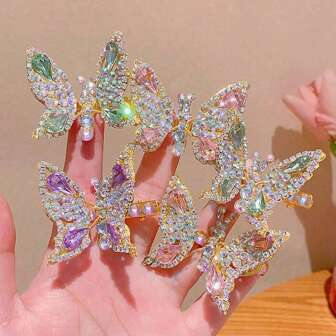 2 piezas Clips para el cabello con alas de mariposa de cristal para mujeres, accesorios para el cabello con estilo de pinza, ganchos para el cabello, pasadores para el cabello, para ocasiones de fiesta
