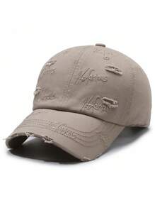 1pc Letter Pattern Street Style Polyester Distressed Embroidery Casual Baseball Cap, Unisex - A - View 18