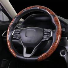 3pcs Woodgrain Snap-On Car Steering Wheel Cover Without Inner Ring, Universal