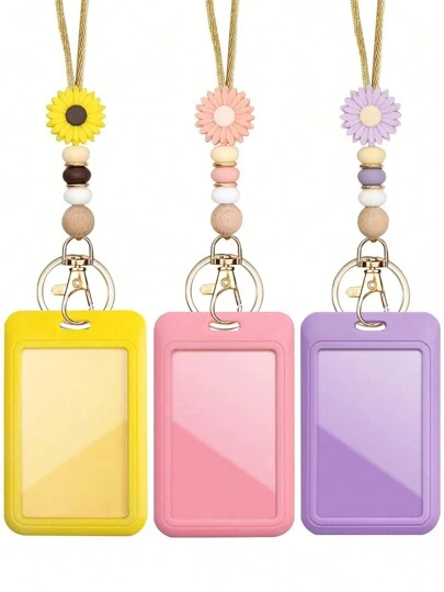 1 peça Daisy Boho Style Destacável Silicone Contas Adequado Para Professores Alunos Equipe Como Presente Quatro Estações Presentes Para Porta-crachá retrátil Porta-cartão Porta-cartão Carteira Porta-cartão de visita Porta-cartão de crédito Cordão para professor com porta-identidade Porta-cartão Mulheres Para Mulheres Carteira de cartão