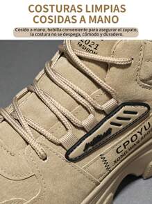 Botas oxford y derby de PU de punta redonda de color sólido de moda para hombres, cómodas zapatillas antideslizantes para hombres, botas de moda para hombres para salir, deportes y todos los días.