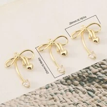 3 Pieces Of DIY Copper Inlaid Zirconia Delicate Bow 18K Gold Plated Silver Pendant Jewelry Accessories