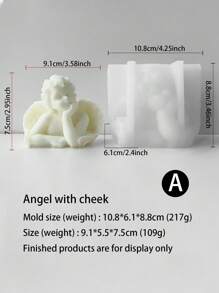 3D立体可爱俏皮天使硅胶模具，圣诞装饰及DIY工艺品制作，秋枫金秋装饰节日氛围营造，DIY摄影装饰道具，艺术雕塑创意涂鸦石膏模具 - 白色 - 查看 7