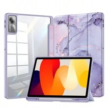 1 pieza Funda protectora de acrílico transparente con ranura para lápiz y diseño de mármol colorido para Pad Tablet 6/6Pro, Redmi Pad 10.61 SE, que proporciona protección antideslizante