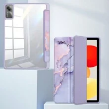 1 pieza Funda protectora de acrílico transparente con ranura para lápiz y diseño de mármol colorido para Pad Tablet 6/6Pro, Redmi Pad 10.61 SE, que proporciona protección antideslizante