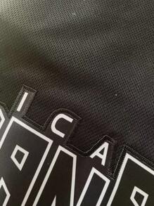 Maglietta casual da uomo stile boyfriend, maglia da baseball nera n.22, manica corta, collo a V con bottoni, ricamata e con cuciture, adatta per feste e sport