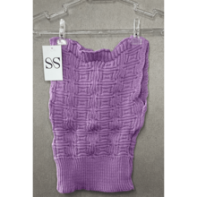 Morgan Checkered Design Knit Crop Top - màu xanh lá - Xem 5