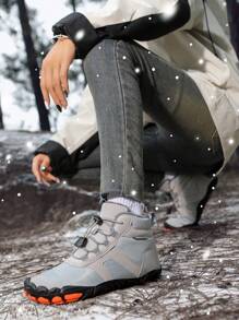 Unisex Thick Warm Snow Boots For Winter, Outdoor Sports Comfortable Solid Color Hiking Shoes