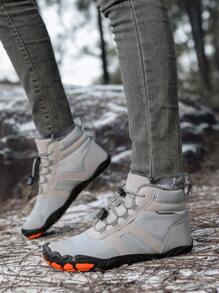Unisex Thick Warm Snow Boots For Winter, Outdoor Sports Comfortable Solid Color Hiking Shoes