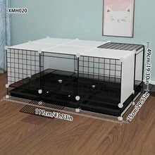 Jaula de conejo de interior con bandeja, espacio grande, villa para mascotas, accesorios de caja de arena para conejos, negro - Multicolor - Ver 8