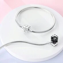 原创镀银手链 17-20 厘米适合 DIY 饰品粉色心形小盒手链锆石爱蛇链手链珠宝礼物情人节、妈妈、母亲、母亲节、礼物 - 銀色 - 查看 4