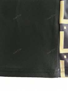 2 buc/Set Top cu mânecă lungă cu imprimeu în culori contrastante și pantaloni lungi cu talie elastică