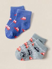 12pairs Kids Boys Cartoon Car Pattern Colorful Comfortable Crew Socks, Random Style Assortment, Suitable For Children's Day Gift And Daily Wear