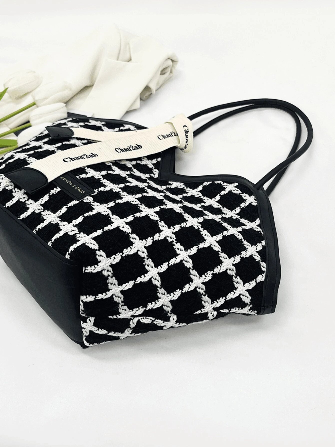 New Women's Simple And Versatile Plaid Tote Bag SHEIN USA