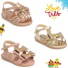 Kit 3 Children's Sandals, Flat, Baby, Feminine, Bow, Shiny, New Release - Nhiều màu - Xem 1