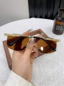 1 件男女通用多边形时尚个性化派对时尚眼镜，适合海滩、户外、摄影造型街头风格，适合搭配毛衣夹克运动衫连帽衫皮裤和工装裤 - 彩色 - 查看 2