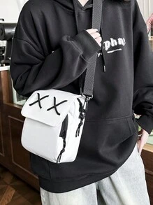 男士时尚休闲单肩包、斜挎包、校园风圣诞礼物、秋冬休闲邮差包、感恩节旅行假日收纳包、手提包、运动包、沙滩包、健身包、圣诞节快乐远足旅行学生大容量多功能户外便携爸爸礼物男友礼物趣味礼物单肩包背包皮包流浪包腰包旅行必备露营夏季返校春季学习用品钱包 - 白色 - 查看 6