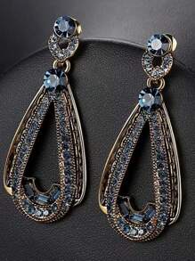 Vintage Large Waterdrop Crystal Dangle Earrings For Women, Fashionable Statement Jewelry