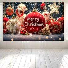 Merry Christmas Festival Background Cloth - Polyester Party Banner, 43X71 Inches - The Perfect Choice For Family And Outdoor Celebrations - Multicolor - View 4