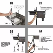 Kitchen Faucets, Kitchen Faucet With Pull Down Sprayer, High Arc Single Handle Stainless Steel Sink Faucets 1 Or 3 Hole, Kitchen Sink Faucets For Farmhouse Camper Laundry Rv Bar - Chrome - View 8