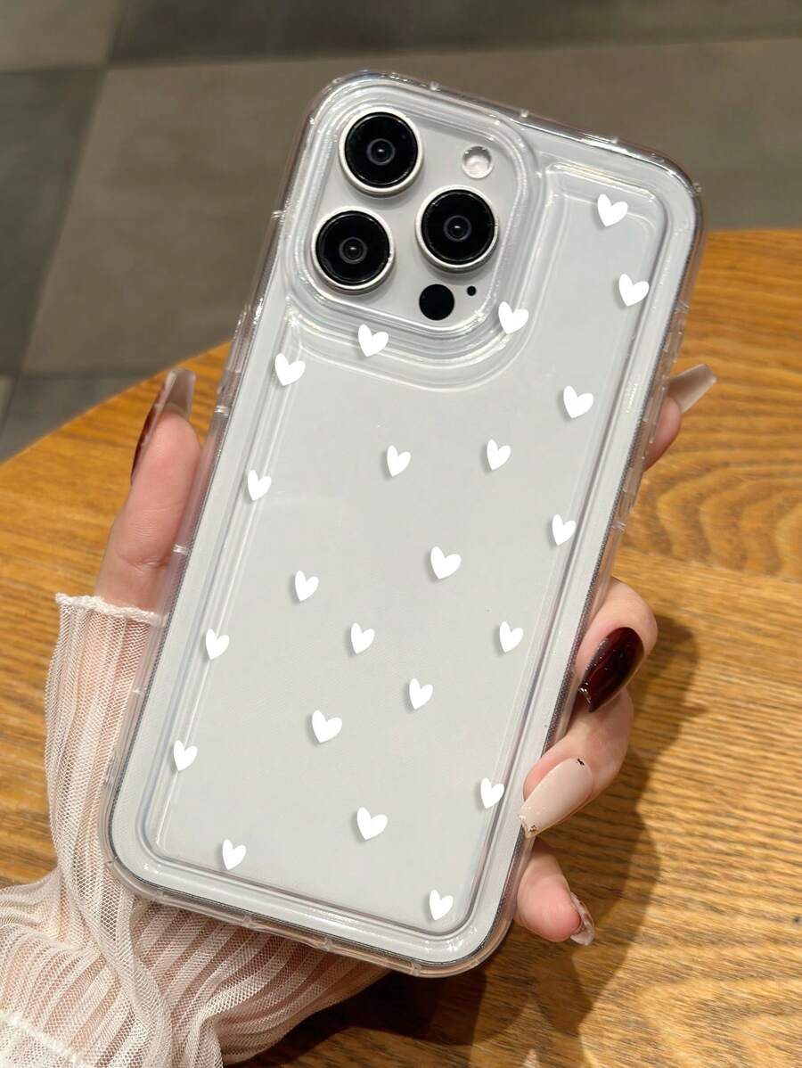 1个简约时尚印花彩色心形图案透明防震手机壳，兼容 17/7/8/7Plus/8Plus/X/XS/XR/XSMax/11/11Pro/11ProMax/12/12Mini/12Pro/12ProMax/13/13Mini/13Pro/13ProMax/14/14Pro/14ProMax/14Plus/15/15Pro/15Plus/15ProMax/16/16Pro/16Plus/16ProMax 和 Galaxy S20FE/S20+/S21FE/S21/S22/S22Ultra/S22+/S23/S23+/S23Ultra/S24/S24+/S24Ultra， A04/A05/A05S/A12/A13/A14/A15/A23/A24/A32/A33/A34/A35/A52/A52S/A53/A54/A55 - 無色 - 查看 1