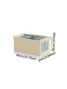 1 pièce Boîte de rangement pliable beige avec couvercle et fenêtre transparente, boîte de rangement pour vêtements style tiroir, décoration de maison pour la chambre, la salle des fêtes, décoration de chambre, décor de pièce, décorations, décorations, décor, rangement, organisateur pour robe, pantalon, chaussures, jean, botte, jupe