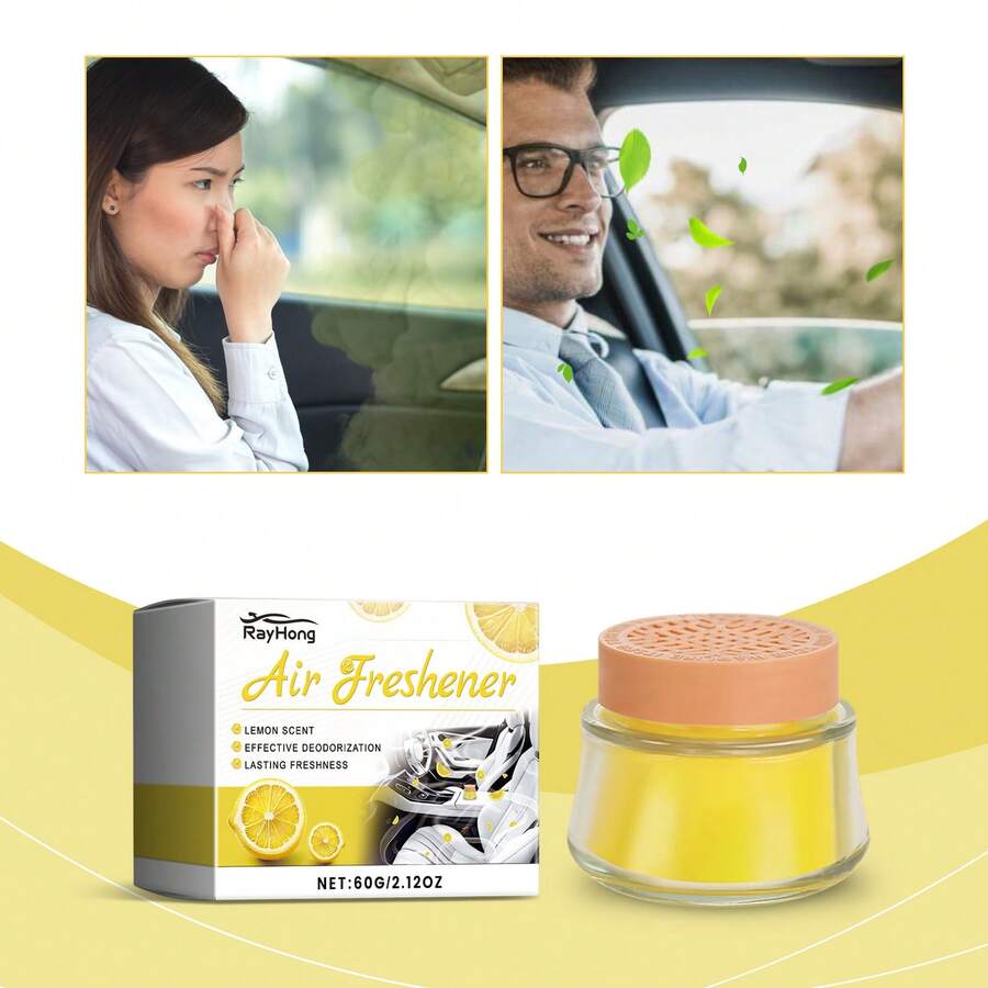 Lemon Scented Solid Car Air Freshener, Portable In-Car Fragrance Balm Aromatherapy