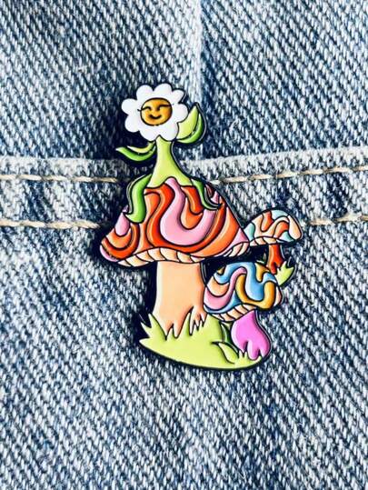 1pc Creative Colorful Mushroom Shape Enamel Brooch Pin, Bag/Lapel Pin, Clothing Brooch, Jewelry Gift For Kids & Friends