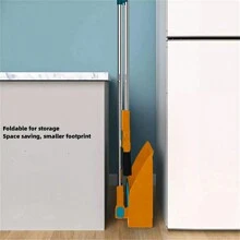 Long Handled Dustpan And Brush Set Strong Metal Handle Dust Pan & Broom Sweeper - Yellow - View 7