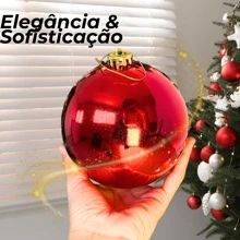 Kit 12 Pieces Christmas Ball 14cm Large Shiny Luxury Tree Decoration Perfect For Large Trees Premium Line - 紅色 - 查看 4