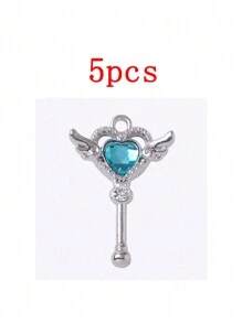 5pcs/Pack Fashion Magic Wand Shaped Zinc Alloy Pendant Charms, Kawaii Fashion Supplies Wholesale