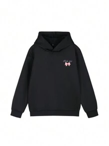 1 件女童休闲印花套头连帽衫，学生冬季保暖加厚长袖上衣 - 明亮的连帽衫为每个孩子的生活带来色彩和欢乐