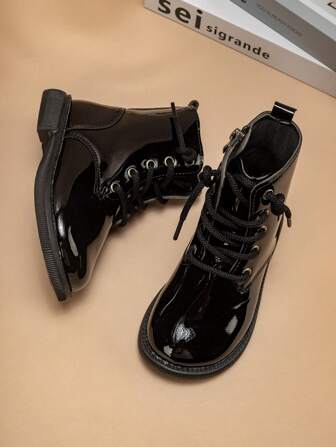 1 Pair Children Flat Shoes, Kids PU Leather Loafers, Spring Autumn 2024 New Style, Boys Girls Shoes, Girls Moccasins, Mid-Calf Boots, Boots