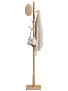 VASAGLE - Perchero para abrigos de madera maciza, árbol no empotrado, 8 ganchos, color beige natural URCR010N01 - Marrón - Ver 2