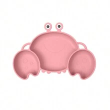 1 pieza Plato de silicona con forma de cangrejo y ventosa, vajilla antiderrame para bebés y niños pequeños, apta para lavavajillas - Multicolor - Ver 10