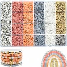 24 Grids Assorted Color Polymer Clay Beads, Soft Ceramic Spacer Beads And Other Accessories Kit, For DIY Bracelet And Jewelry Making, Girls' Set - 24-grid Polymer Clay Series Pottery Box - View 18