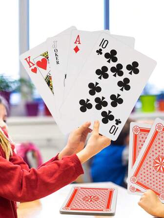 1 st/pack överdimensionerade pokerkort, jättestora pokerdäck för dekoration av halloweenfest, 54 st extra stora spelkort, festspel för vuxna lämpliga för Halloween, jul, Thanksgiving