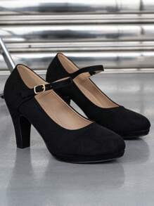Tacones altos de punta fina con tiras negro, profesionales - Negro - Ver 6