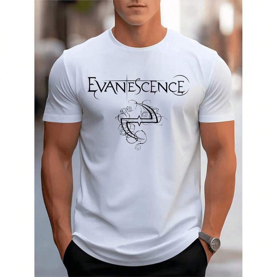 Men's T-Shirt With Evanescence Band Print - 白色 - 查看 1