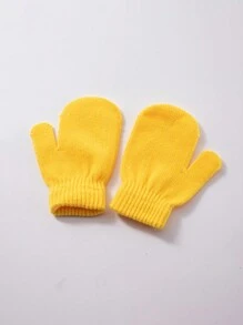 1pair Kids Plain Knit Mittens Gloves, Outdoor Cold Proof Casual Versatile Winter Warm Gloves - Children's Knitted Gloves - View 18