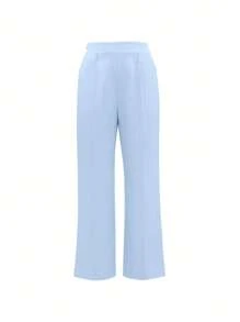 Spring & Fall Solid Color Notched Lapel Double-Breasted Pocket Straight Leg Suit Pants