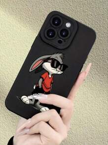 黑色卡通兔子印花防震时尚手机壳 1个装 苹果樱桃时尚双色透明器官印花保护套 兼容 11 12 13 14 11 Pro Max 12 Pro Max 13 Pro Max 14 Pro Max XR 15 15 Pro 15 Pro Max 防水防摔防刮 复活节兔子礼物 - 黑色 - 查看 3