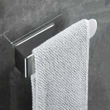 1pc Stainless Steel Wall Mounted Towel Rack, Self-Adhesive Bathroom Towel Rod, Modern Bathroom Towel Rack, Bathroom Accessories Bathroom - Multicolor - View 6