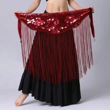 Phụ kiện đeo hông đính sequin họa tiết sóng ấn tượng và tua rua dài – Hoàn hảo cho múa bụng, lễ hội hóa trang và các sự kiện câu lạc bộ. - Nhiều màu - Xem 6