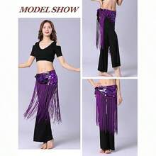Phụ kiện đeo hông đính sequin họa tiết sóng ấn tượng và tua rua dài – Hoàn hảo cho múa bụng, lễ hội hóa trang và các sự kiện câu lạc bộ. - Nhiều màu - Xem 10