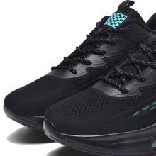 PLUS SIZE Men's Solid Air Cushion Sneakers - Comfy Non Slip Casual Shoes With Lace Up Design